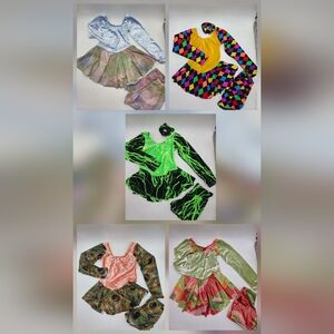 5 pcs Ice Figure Skating Dress Child XS Velvet Dance Costume New w/o Tags